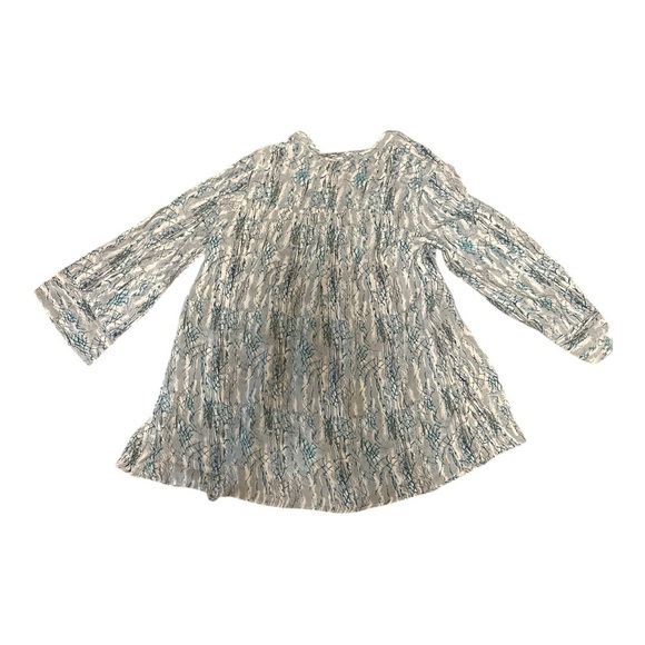 Tolani Turquoise and White Silk Button Down Blouse 3/4 Sleeve Size Small NWT - Picture 2 of 4